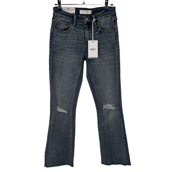 Vervet Alison Mid Rise Distressed Crop Flare Jeans Size 25 NWT - Picture 1 of 12